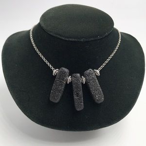 Lava rock stainless steel necklace